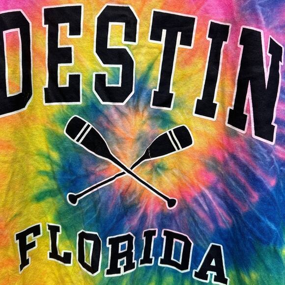 Destin Florida Youth Large Short Sleeve Cotton Tie Dyed Crew Neck Tee Shirt - Picture 2 of 4